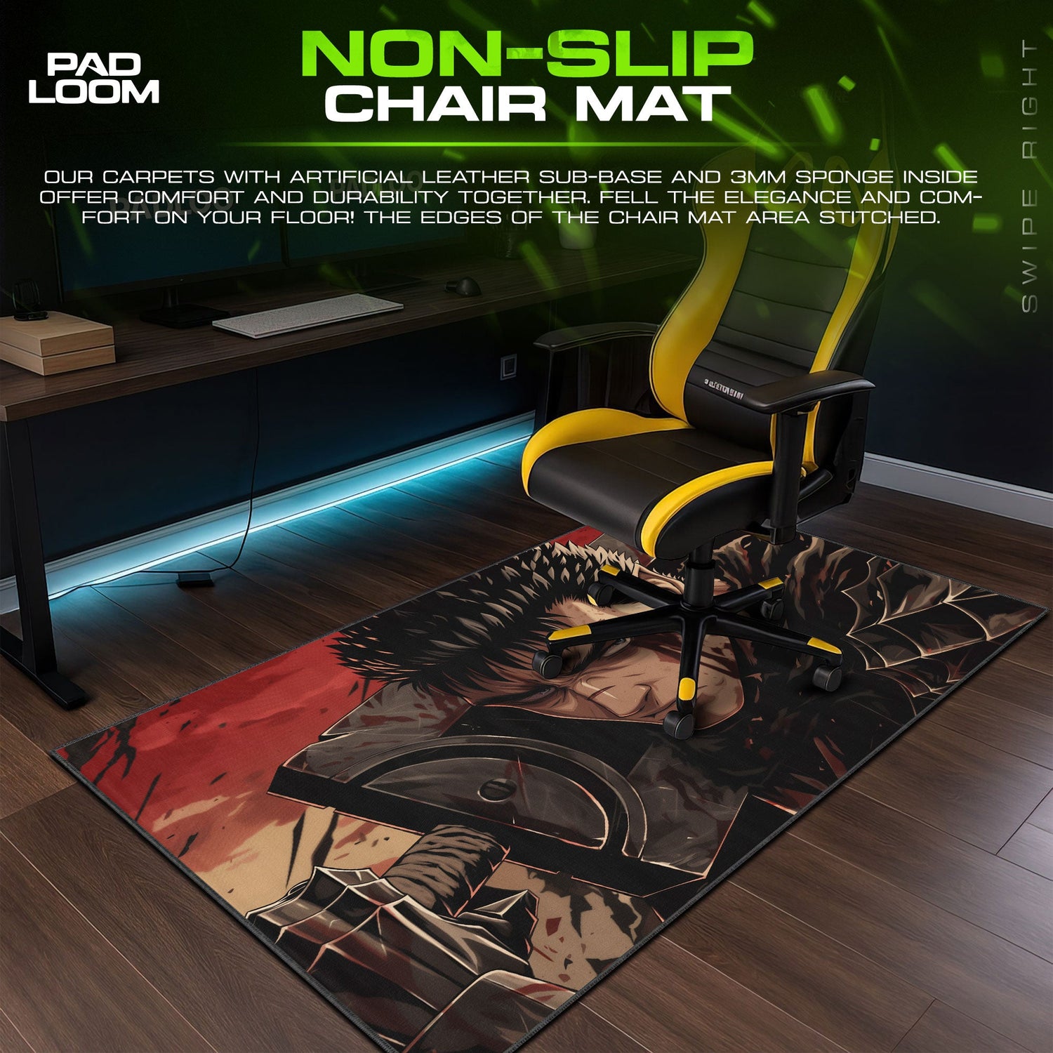 Guts Berserk Mouse Pad, Berserk Anime Gaming Desk Mat Padloom
