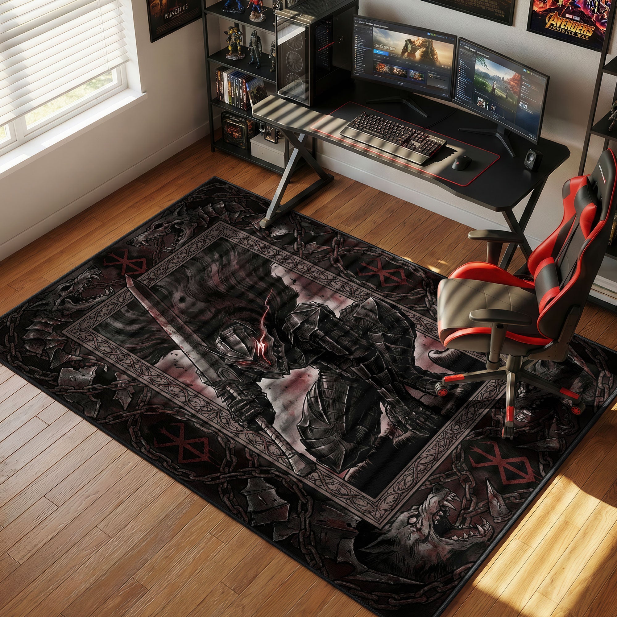 Guts Berserker themed area rug for home decor fans