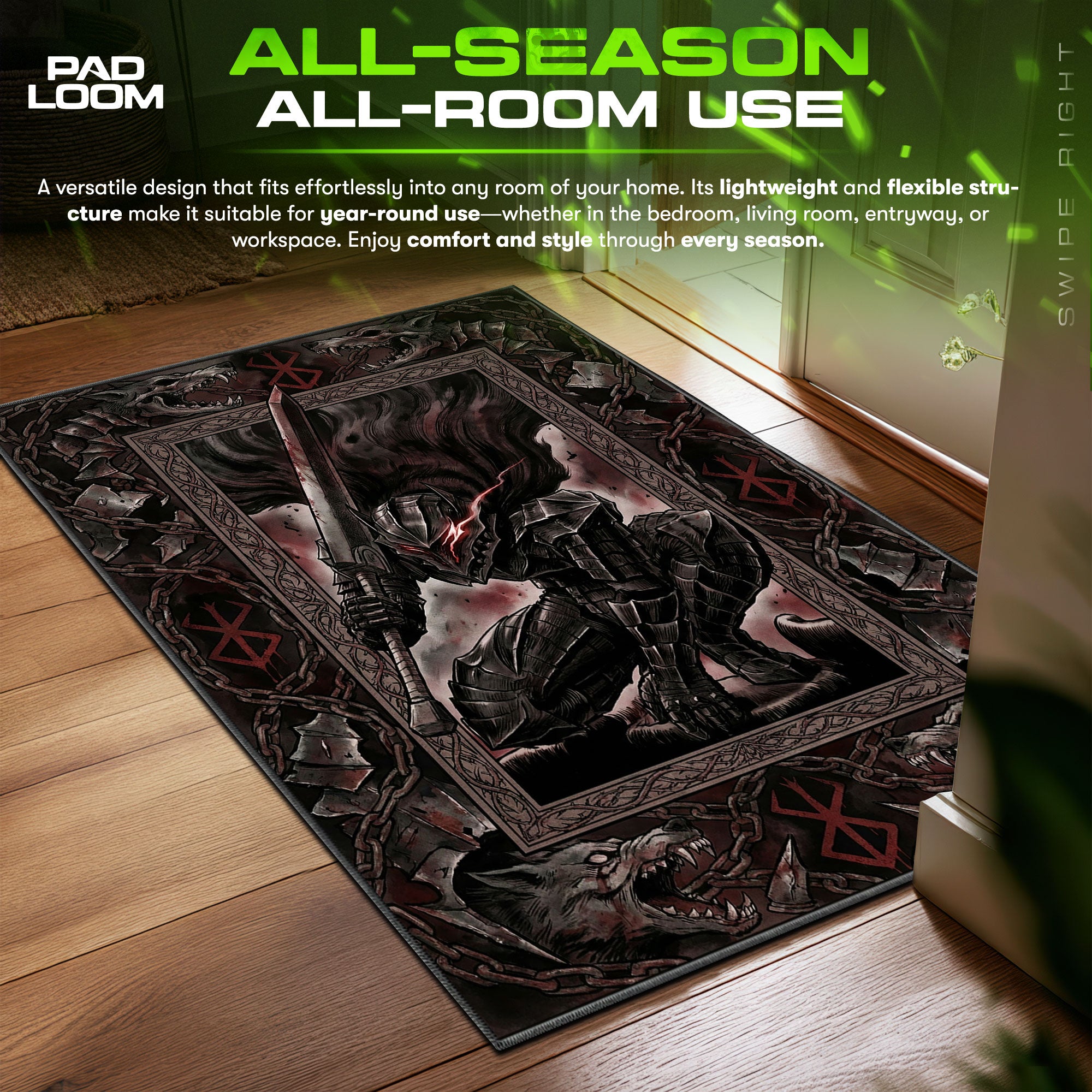 Guts Berserker Armor Unleashed Berserk Chair fan rug — premium quality print