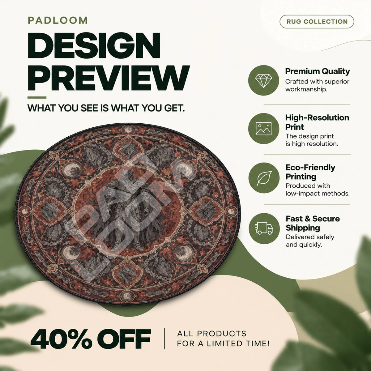 Guts Berserker Berserk round rug full design preview