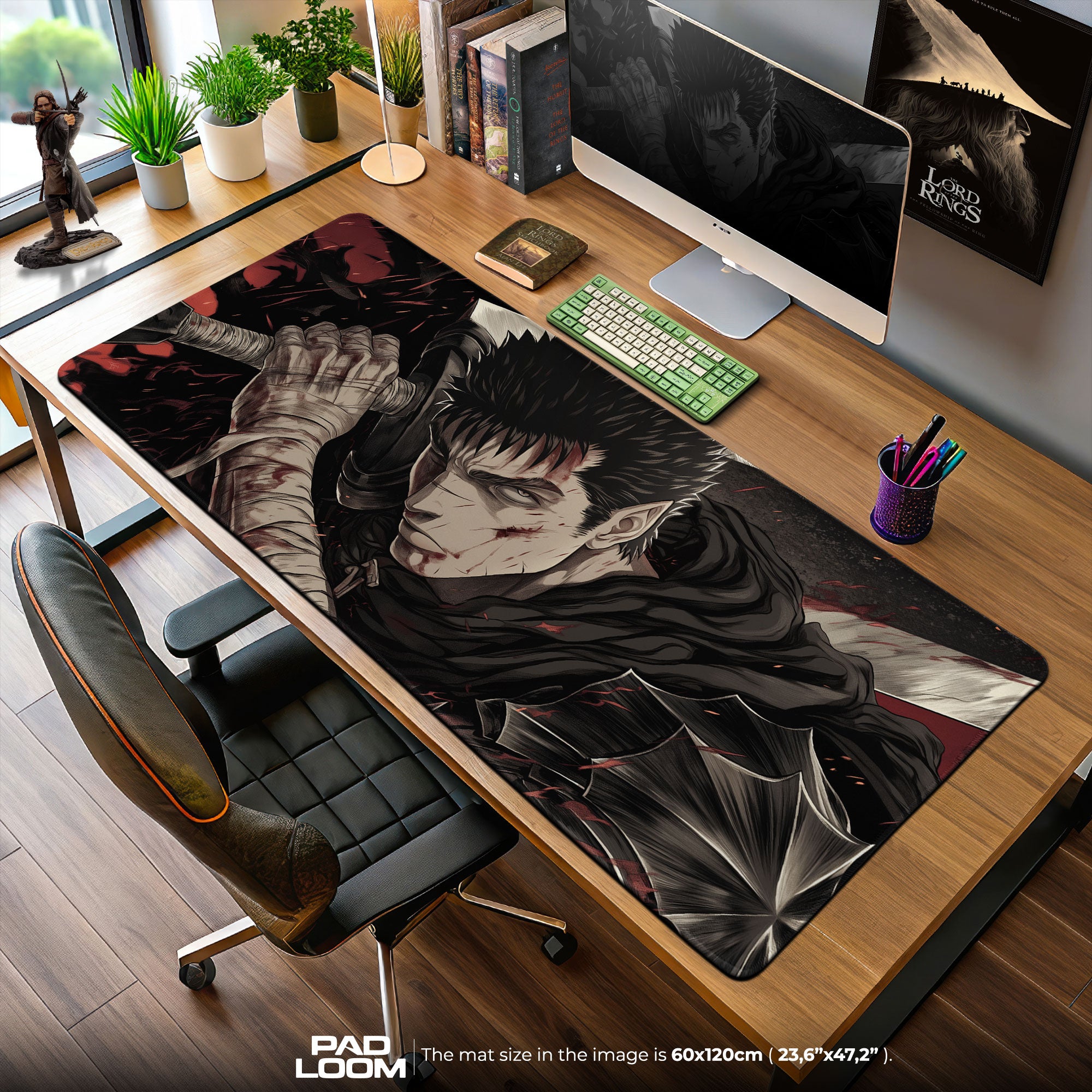 Guts Black Swordsman Mouse Pad, Berserk Anime Gaming Desk Mat