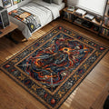 Guts from Berserk wielding Dragonslayer sword amidst swirling spirits and Behelit border area rug and floor mat