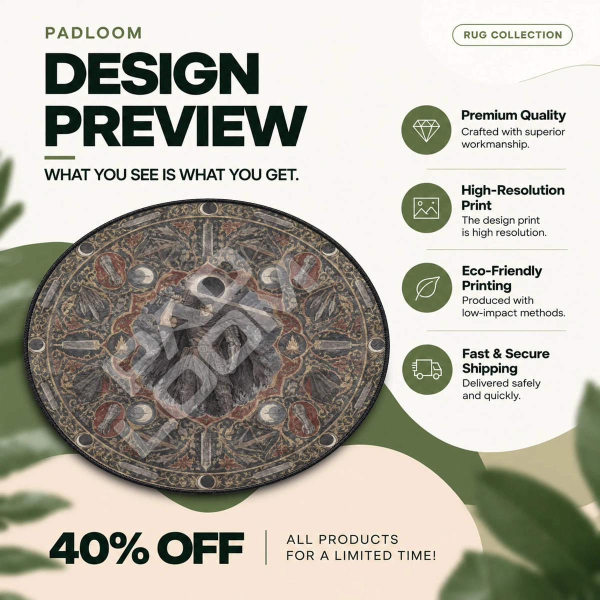 Guts Eclipse Berserk round rug full design preview