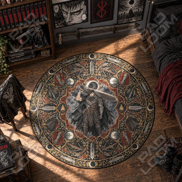 Guts Eclipse Berserk round rug on a bedroom floor - Berserk chair mat