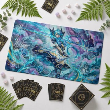 Gwen Bloom Riftbound TCG playmat – zone-free full-art League of Legends game mat