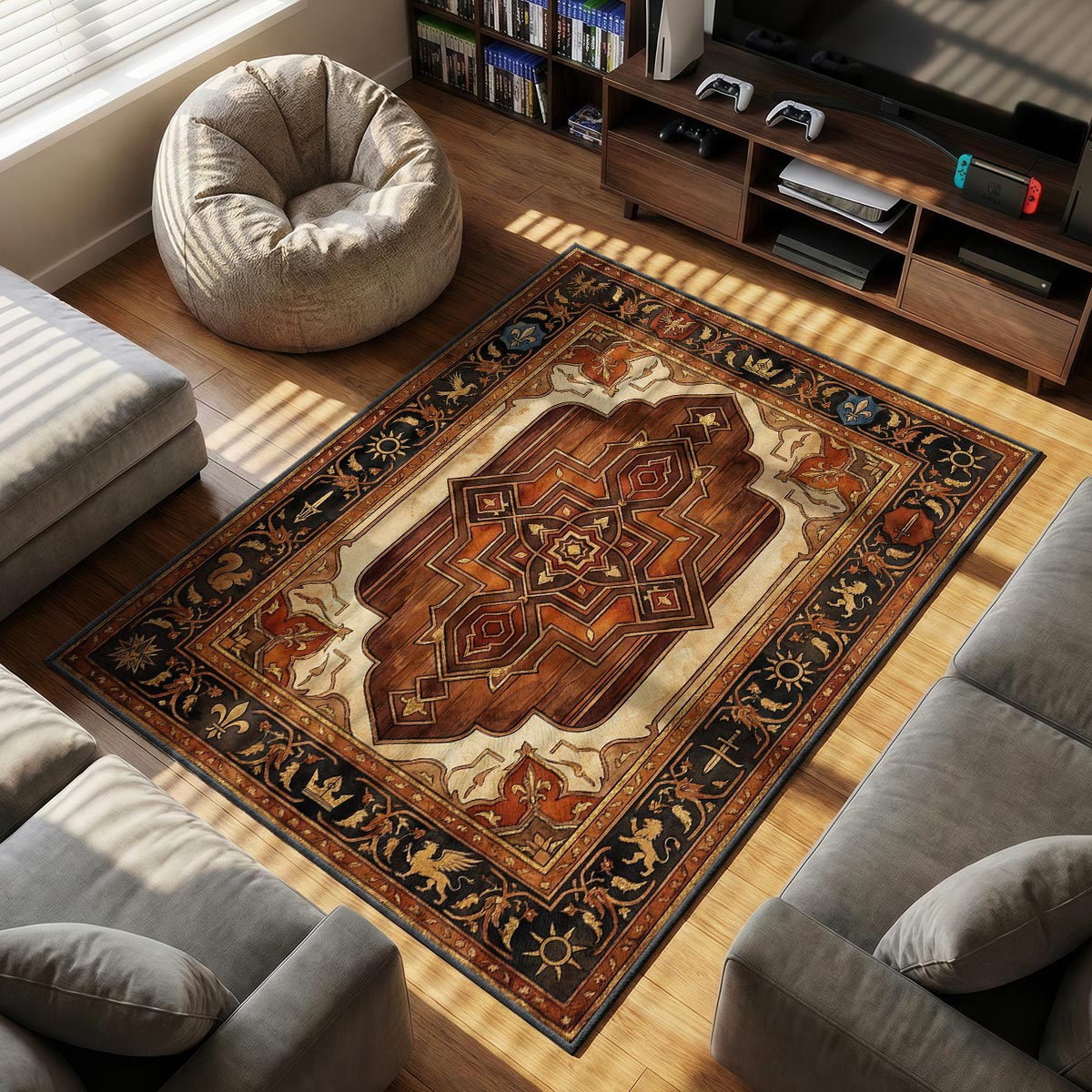 Gwent Card themed area rug for home decor fans