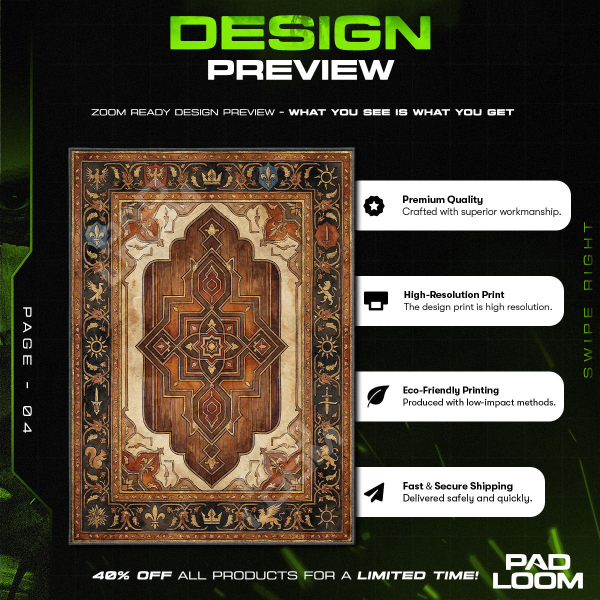 Chair character design printed on rug