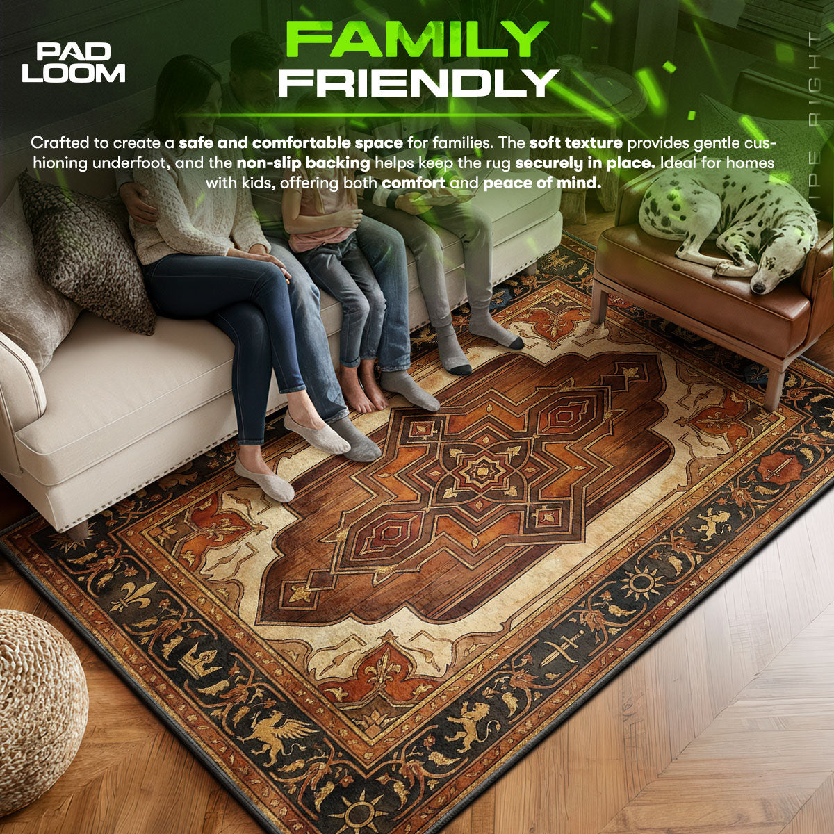 Gwent area rug showing full home decor artwork