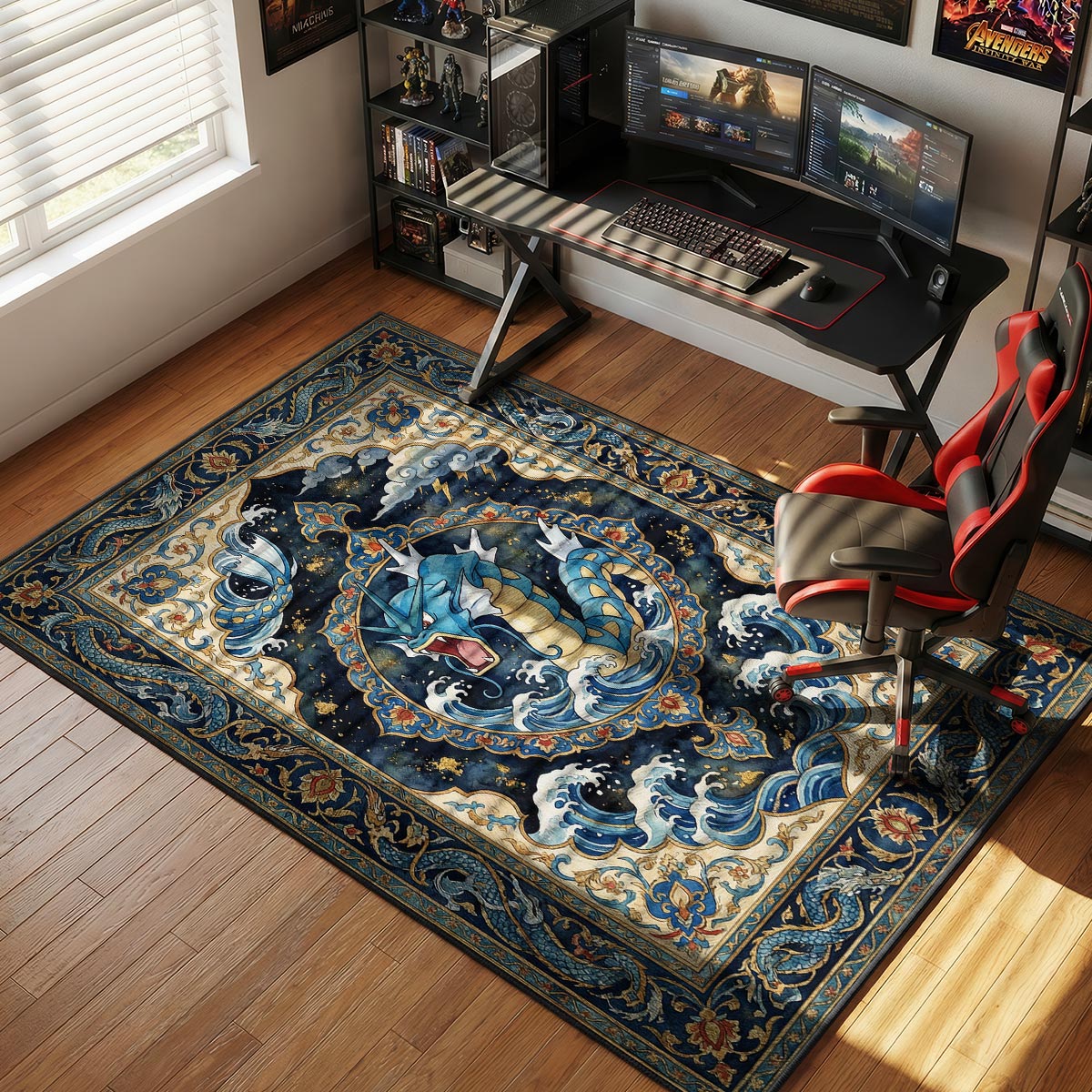 Gyarados Rage Wave Chair rug — main product view