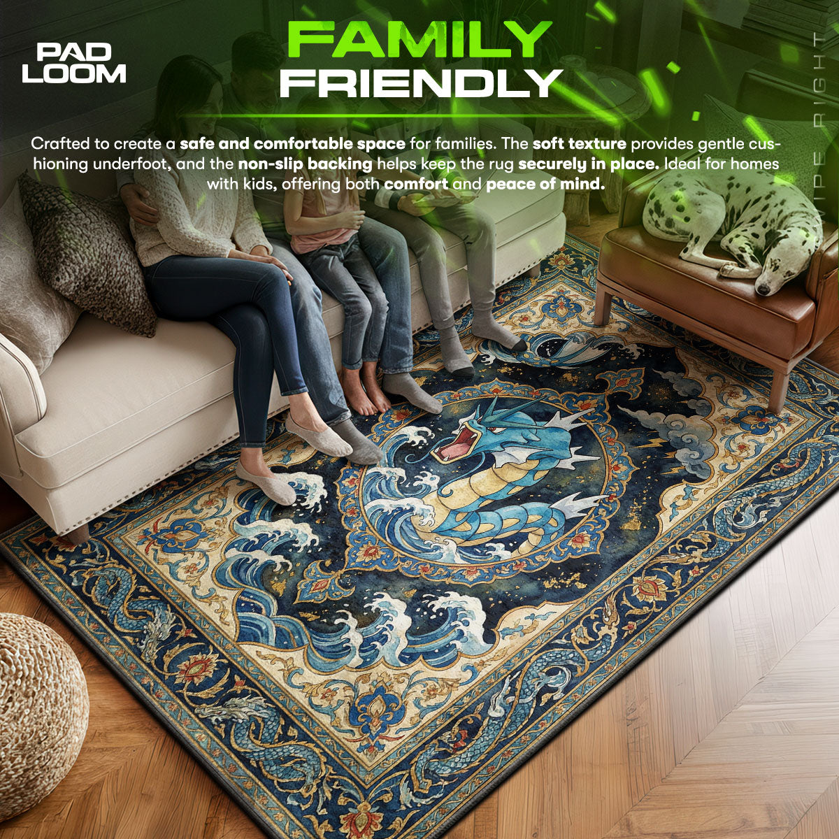 Gyarados area rug showing full Pokemon artwork