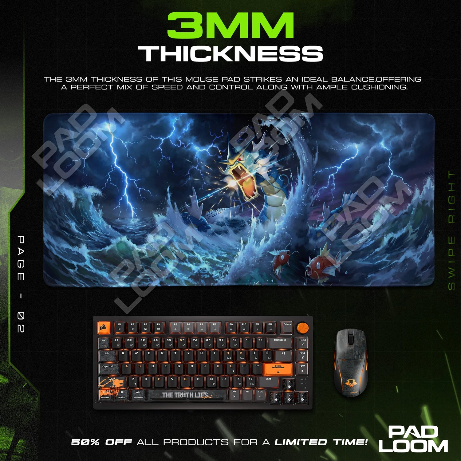 Gyarados Storm Surge Mouse Pad - Pokemon Desk Mat