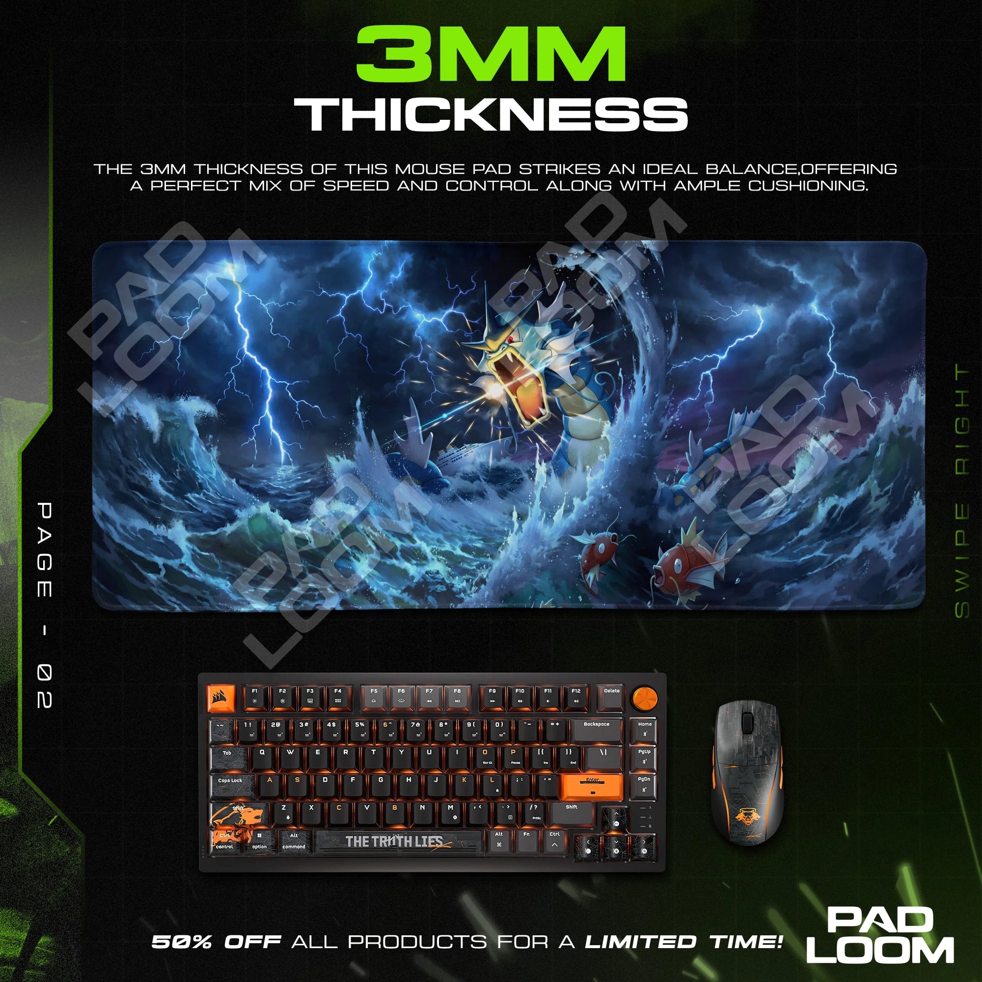 Gyarados Storm Surge Mouse Pad - Pokemon Desk Mat