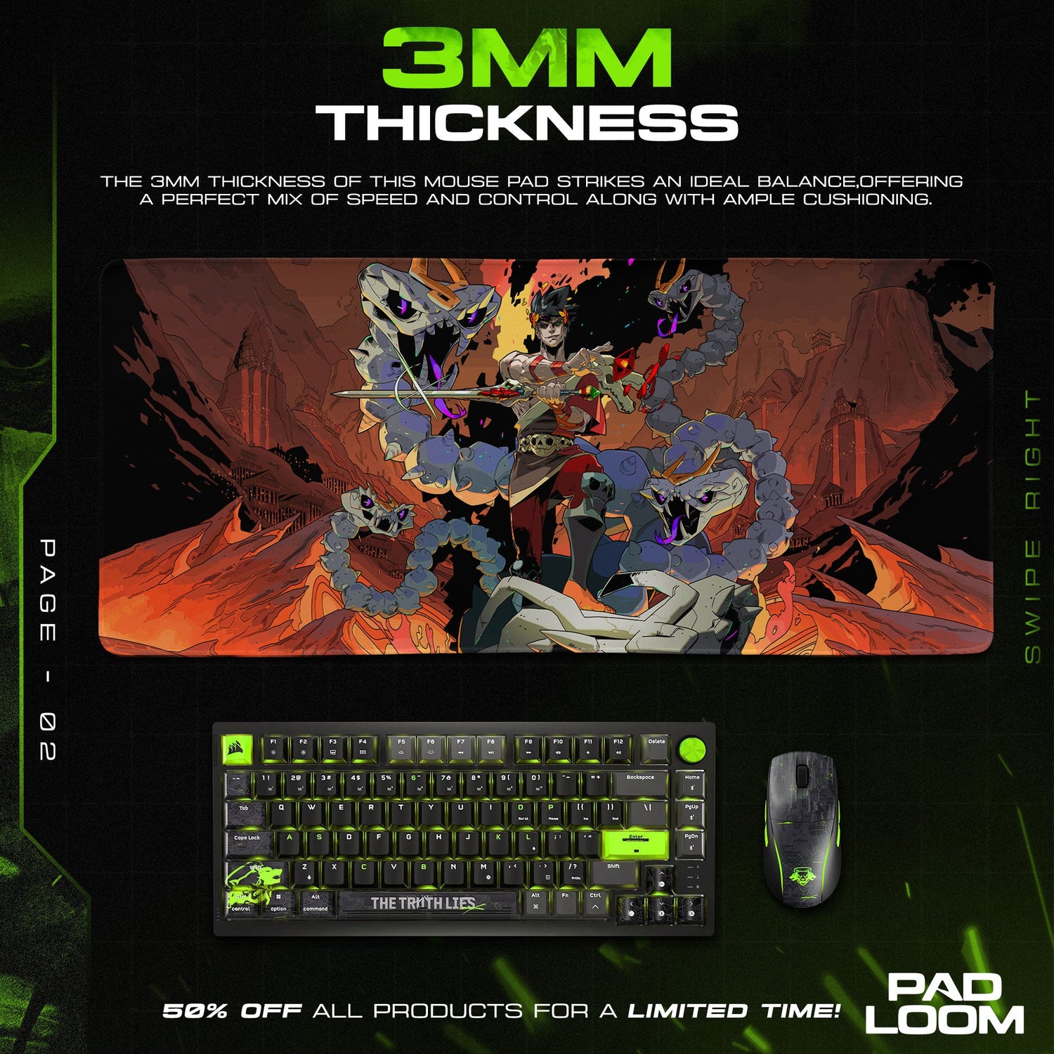 Hades Lernie Showdown Mouse Pad, Game Rogue-Like Gaming Desk Mat Padloom