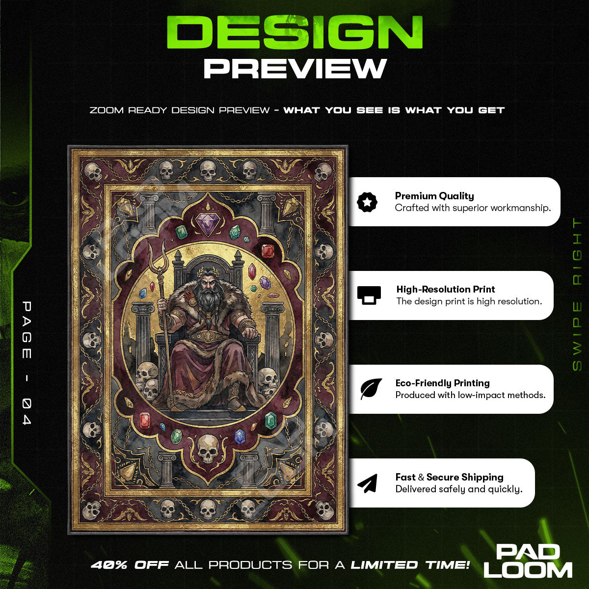 Hades Throne Portrait Rug - Hades Chair Mat