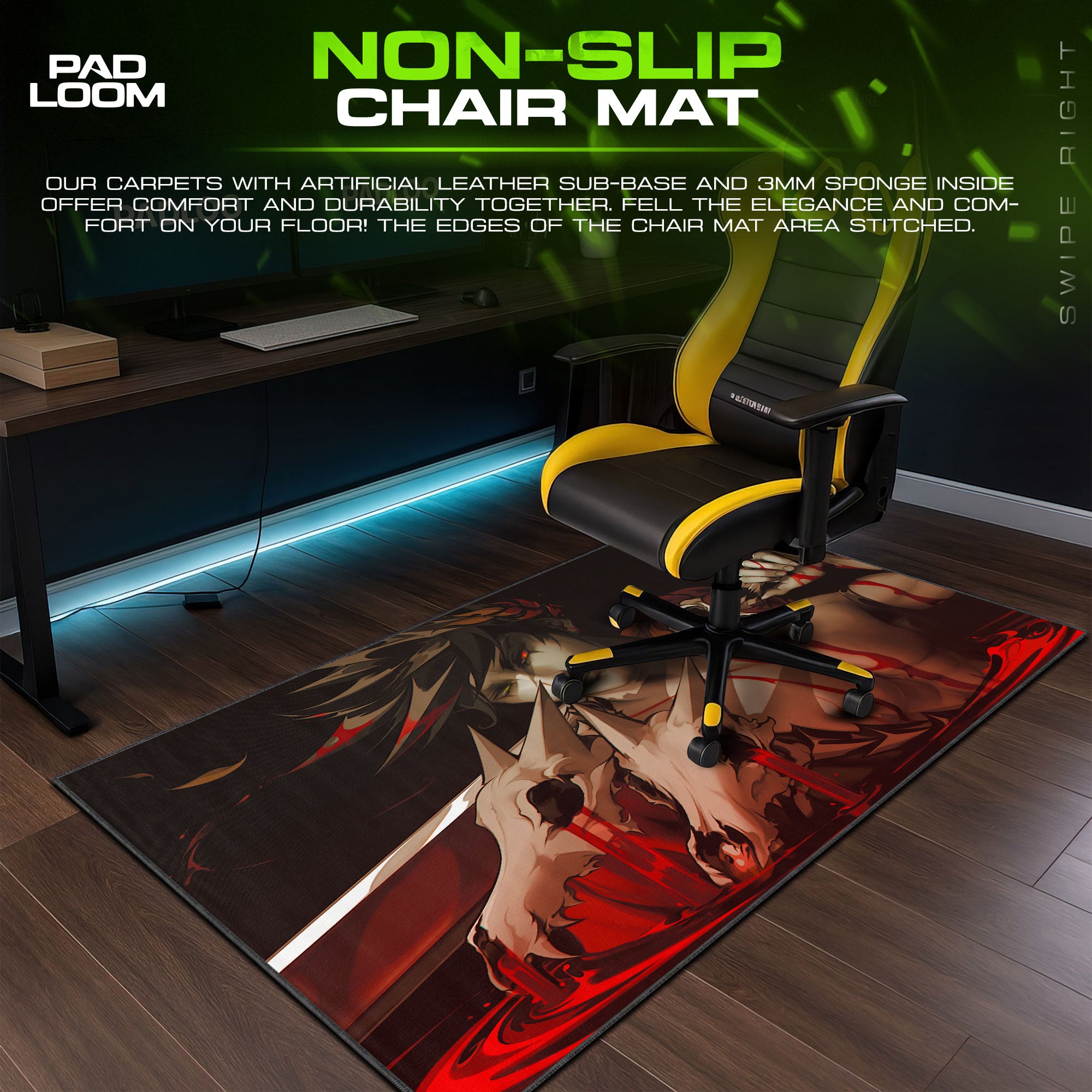 Hades Zagreus Blood Blade Mouse Pad, Game Rogue-Like Gaming Desk Mat L - 11.8″ × 31.5″ (30×80 cm) custom stitched edges, workspace setup, no