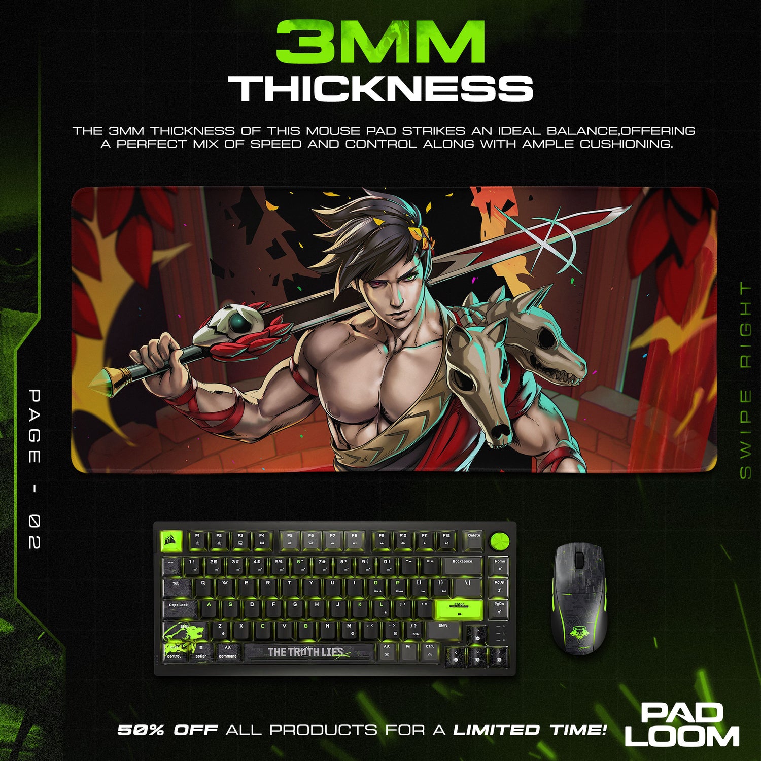 Hades Zagreus Inferno Stance Mouse Pad, Game Rogue-Like Gaming Desk Mat TCG Mat - 11.8″ × 23.6″ (30×60 cm) custom workspace setup, desk mat,