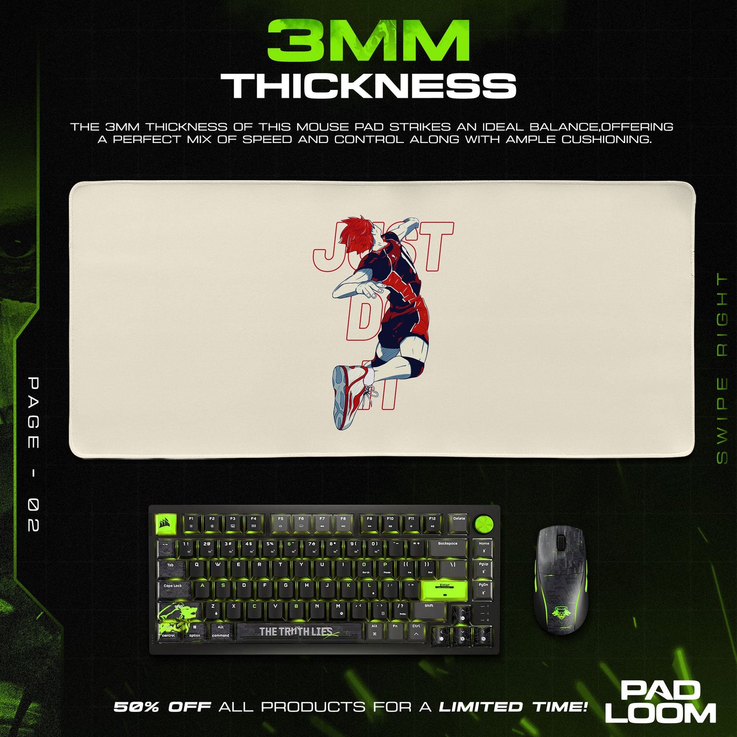 Haikyuu Hinata Jump Mouse Pad, Anime Desk Mat Padloom