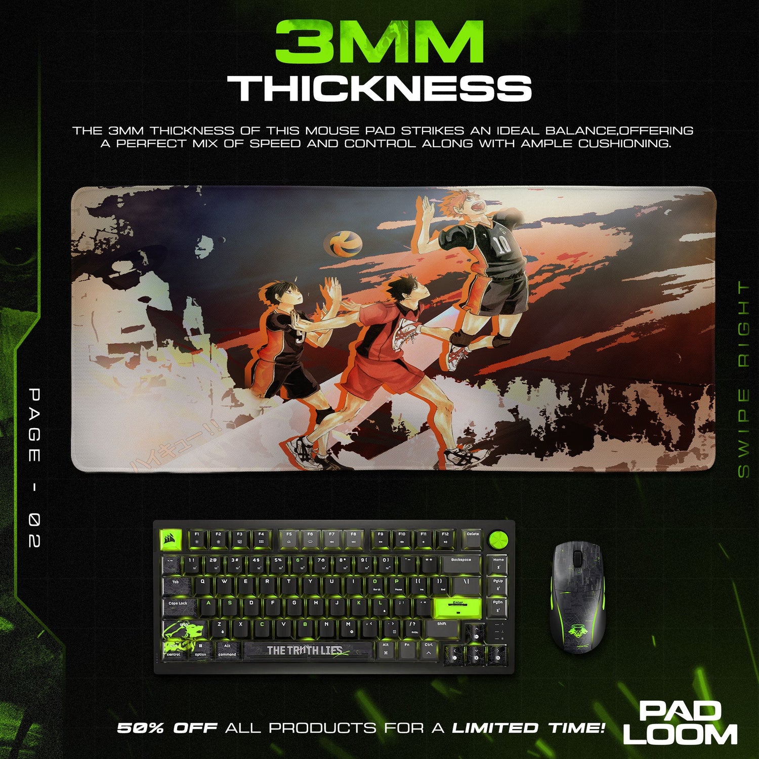 Haikyuu Hinata Spike Mouse Pad, Anime Desk Mat Padloom