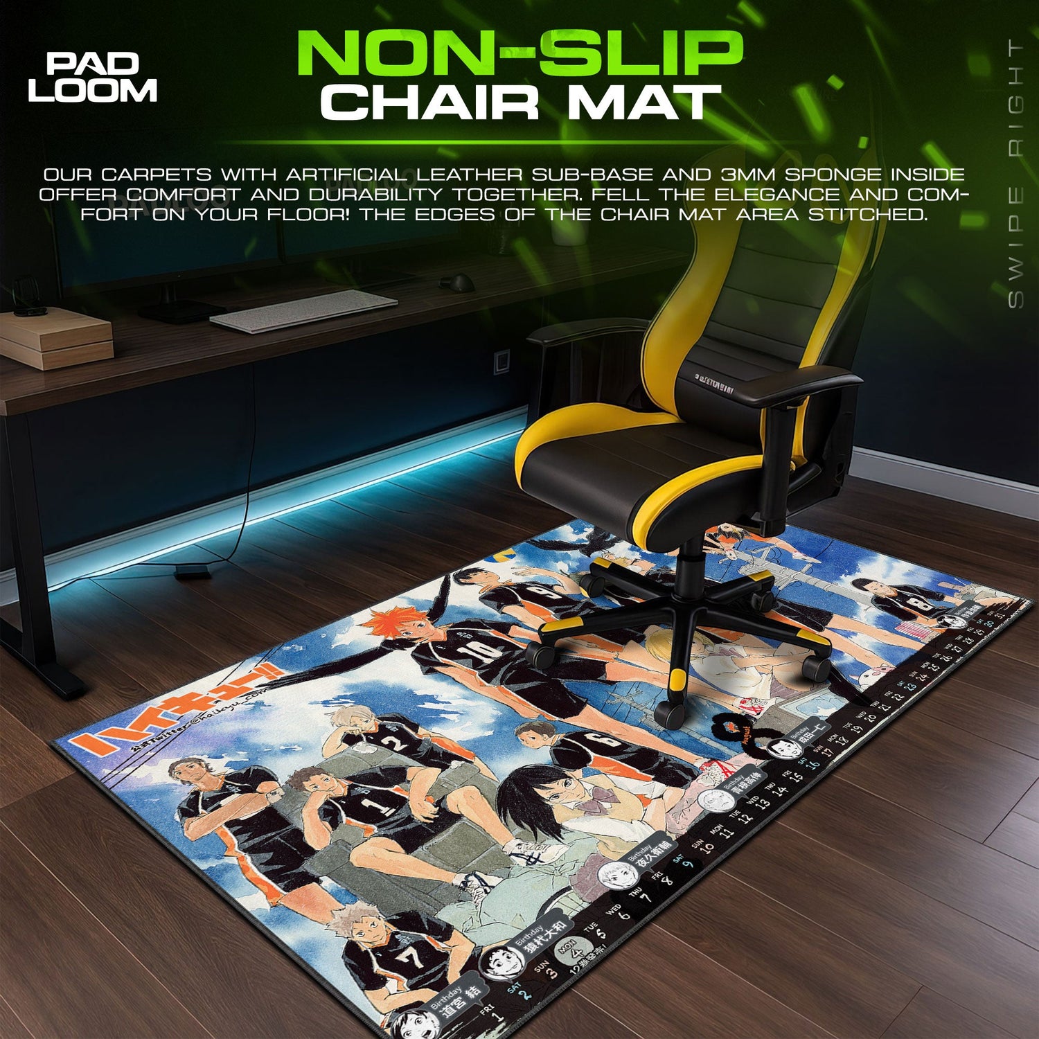 Haikyuu Karasuno Team Mouse Pad, Anime Desk Mat Padloom