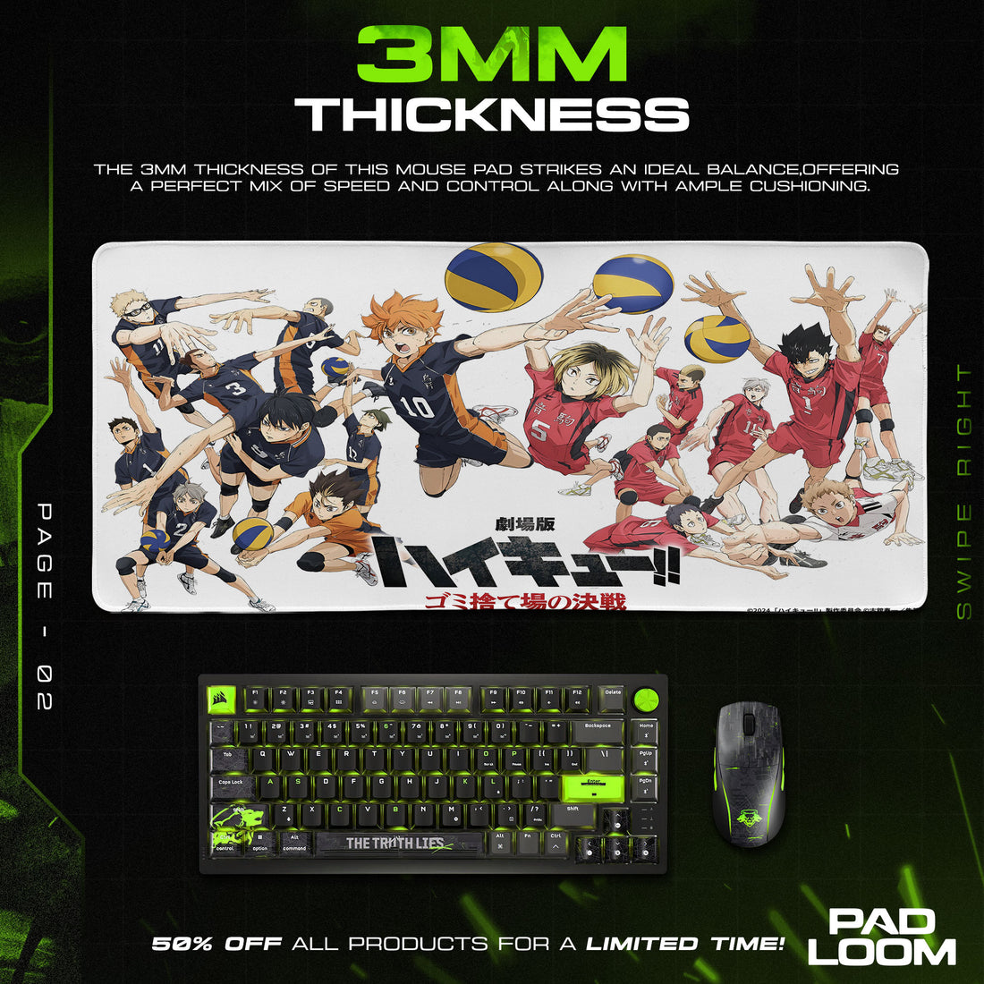 Haikyuu Rival Match Mouse Pad, Anime Desk Mat