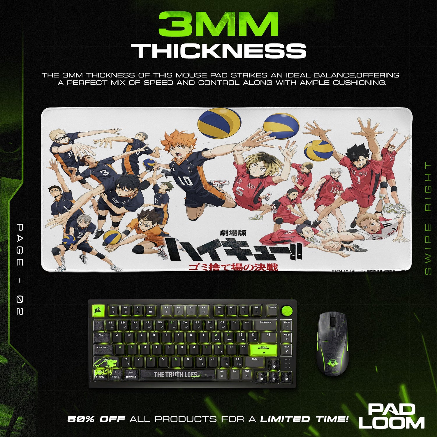 Haikyuu Rival Match Mouse Pad, Anime Desk Mat Padloom