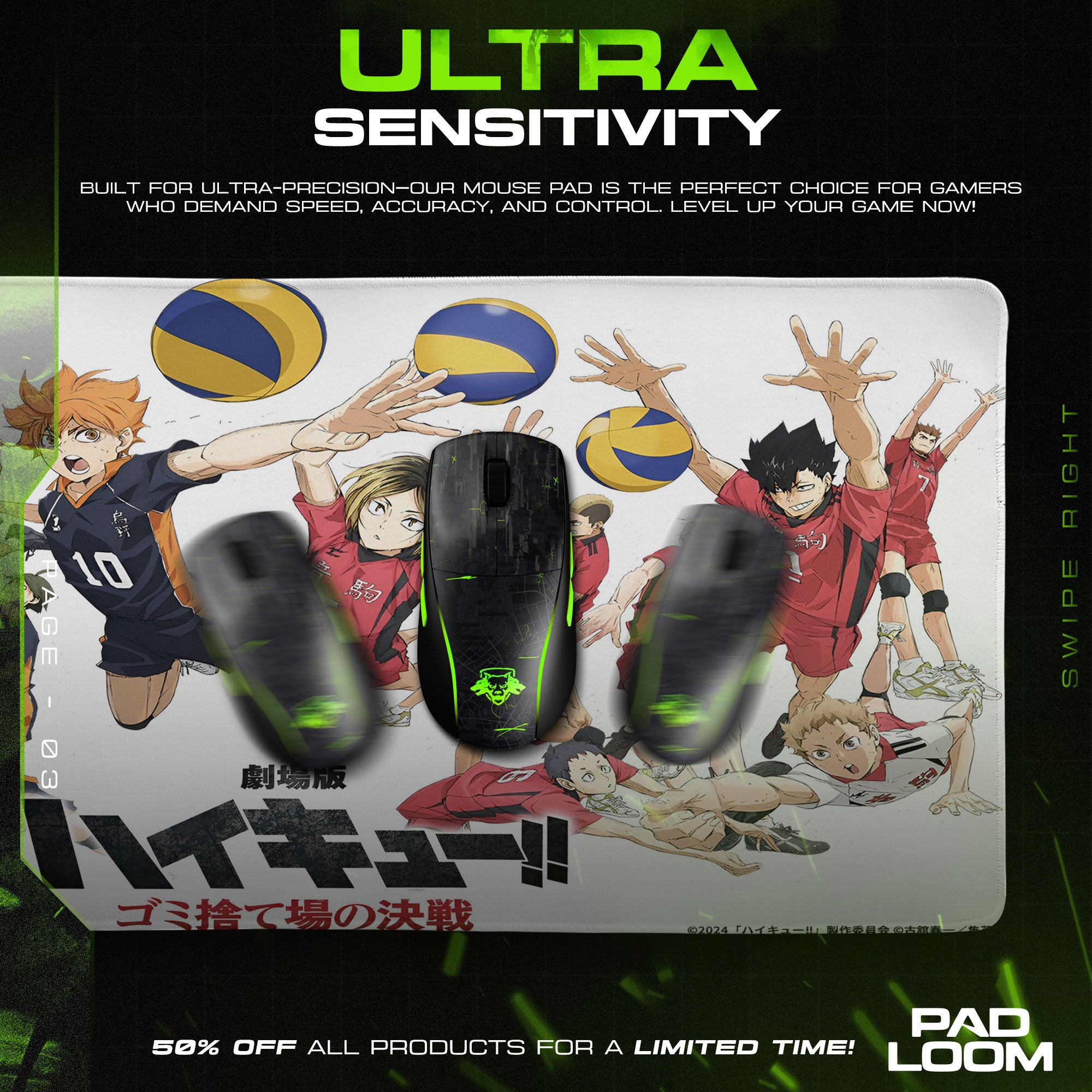 Haikyuu Rival Match Mouse Pad, Anime Desk Mat