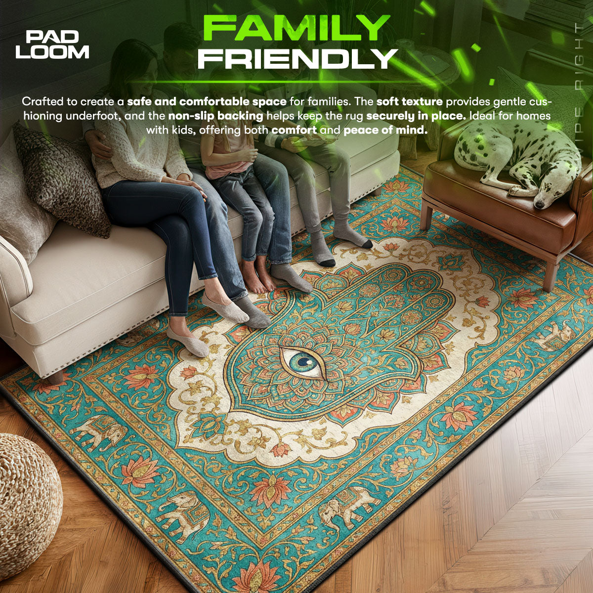 Area character design printed on rug