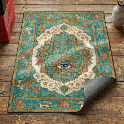 Hamsa Hand Evil Eye Rug — Spiritual Protection Area Rug
