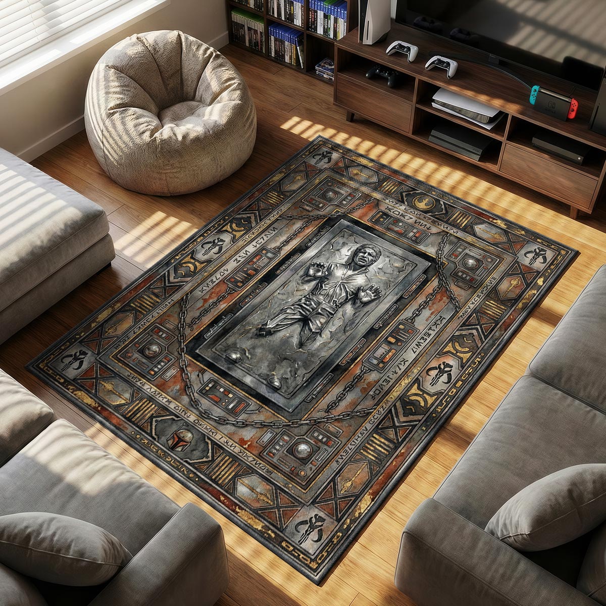 Han Solo themed area rug for home decor fans