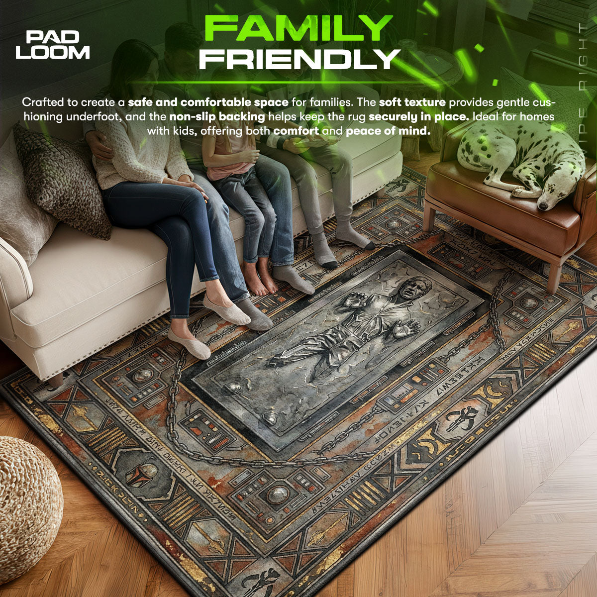 Han area rug showing full home decor artwork