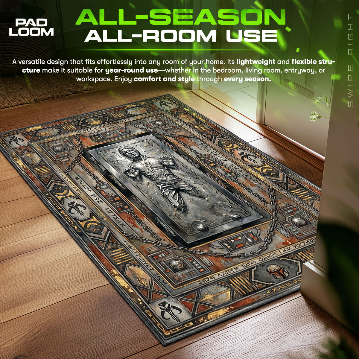 Han Solo Carbonite Star Wars Room fan rug — premium quality print