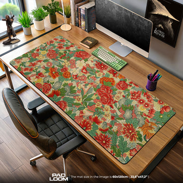 Hanami Garden Mouse Pad, Japanese Floral Gaming Desk Mat