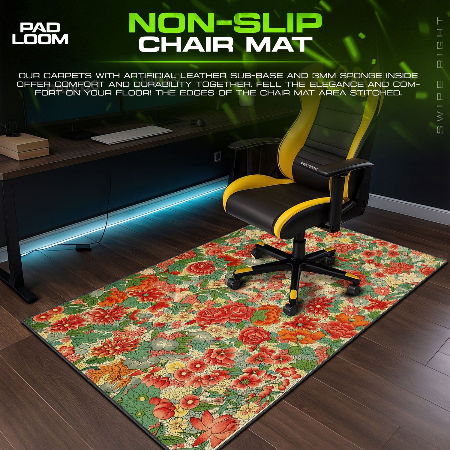 Hanami Garden Mouse Pad, Japanese Floral Gaming Desk Mat Padloom
