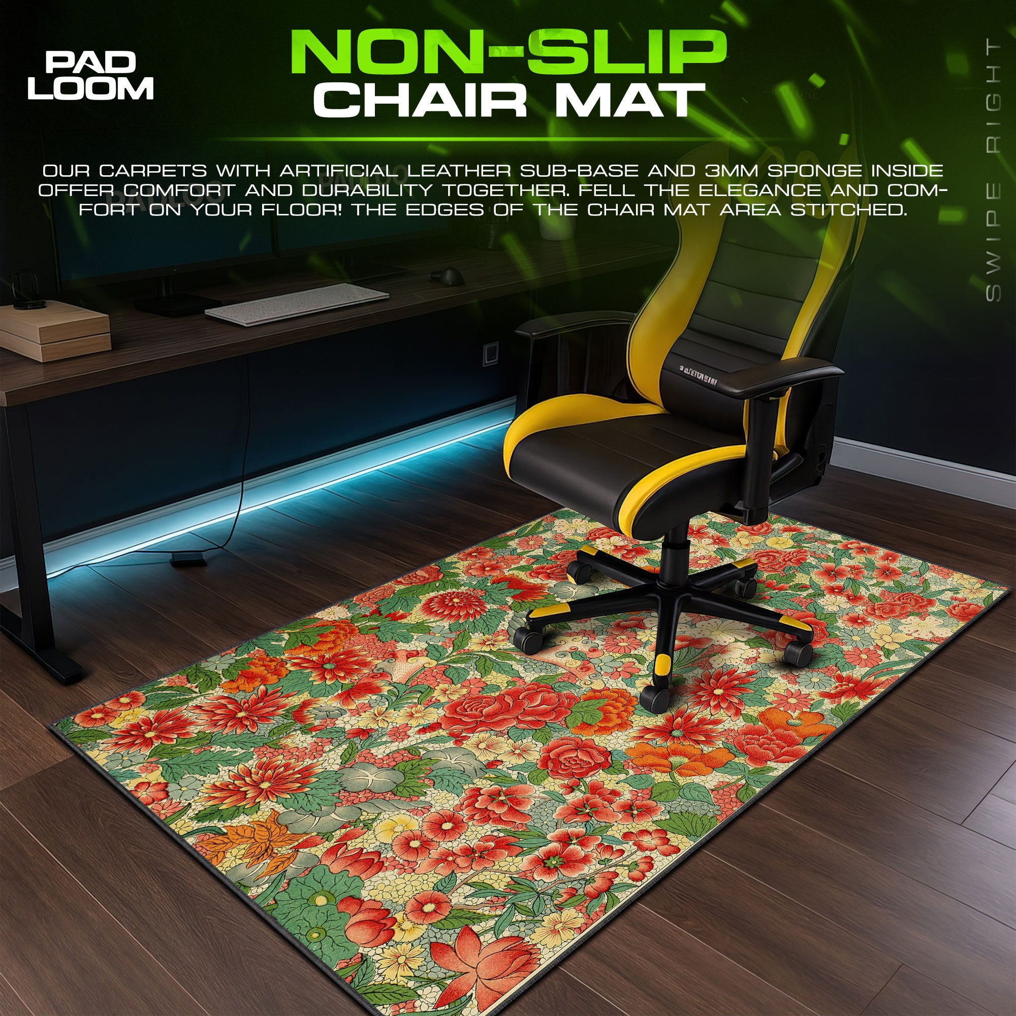 Hanami Garden Mouse Pad, Japanese Floral Gaming Desk Mat