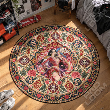 Hancock Serpent One Piece round rug on a bedroom floor - One Piece chair mat