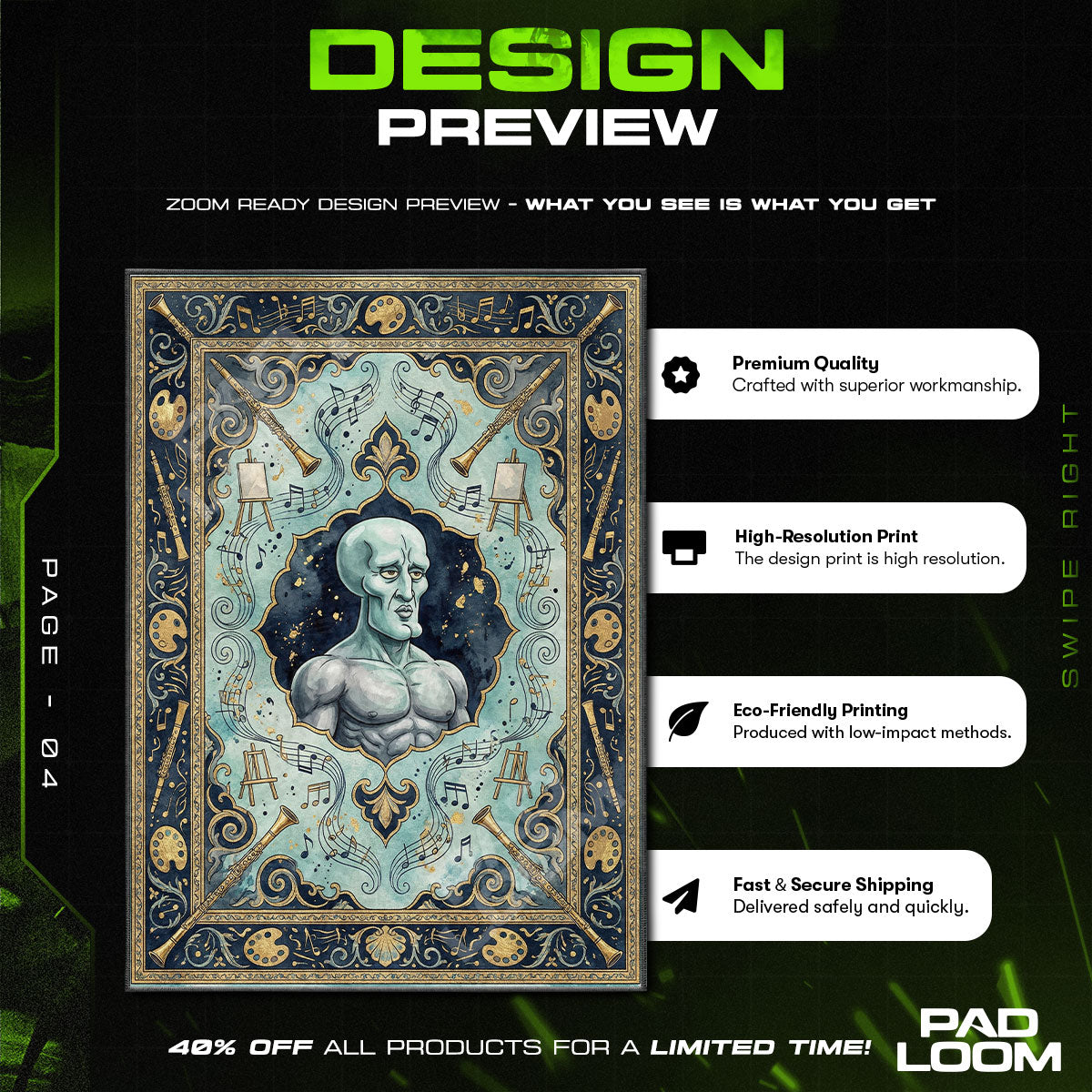 Area character design printed on rug