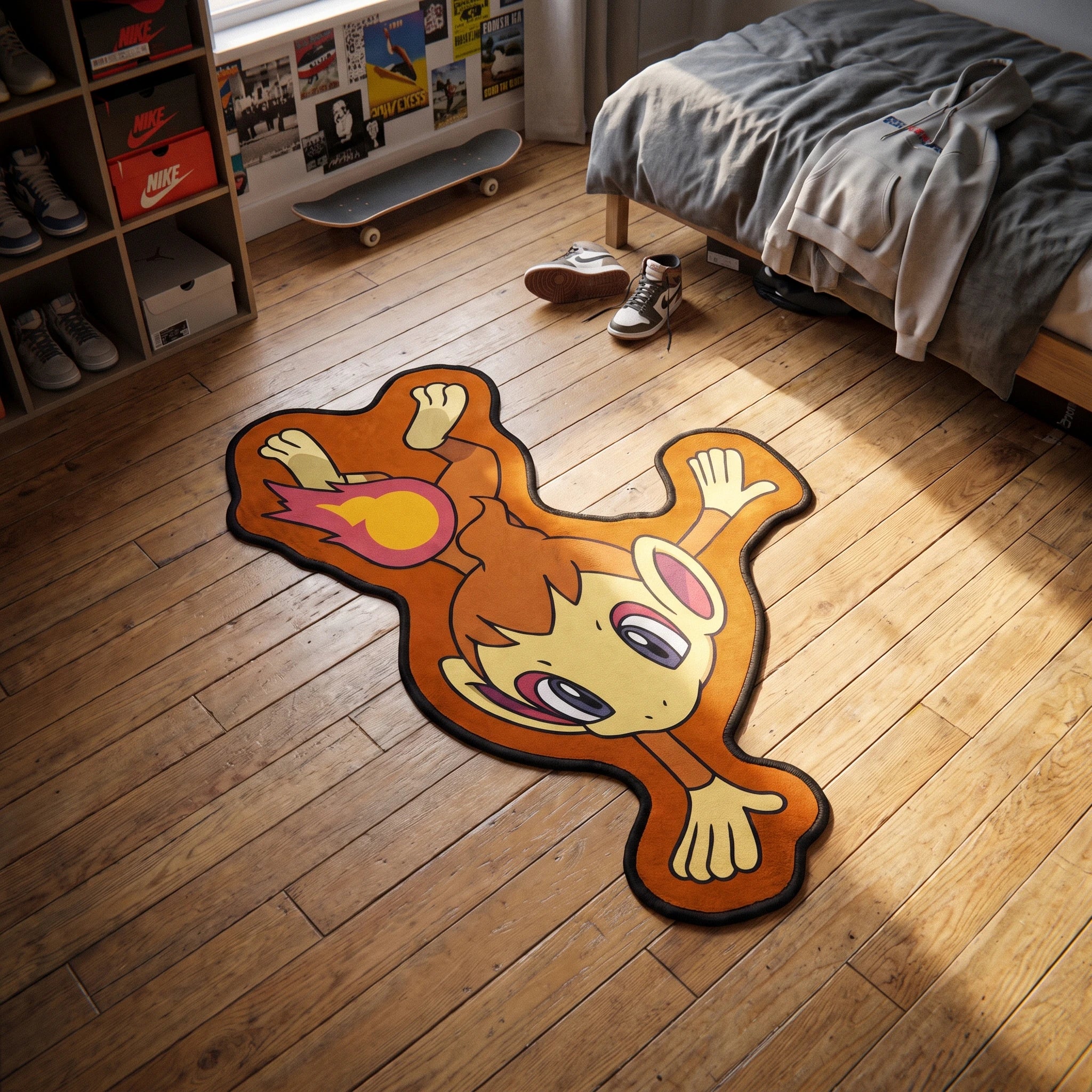 Handstand Chimchar Rug - Shaped Anime Area Rug