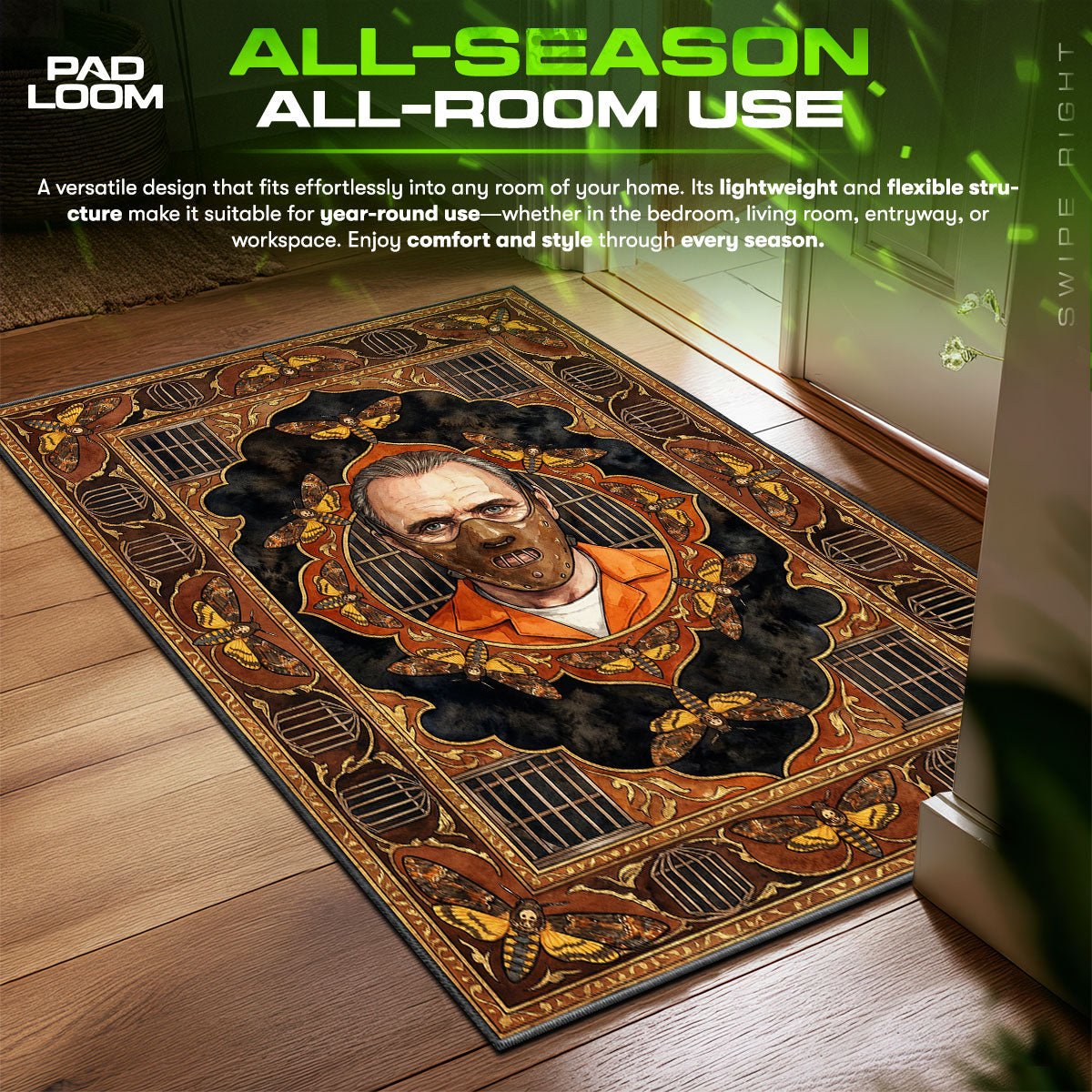 Hannibal Lecter Hawkmoth Silence Lambs fan rug — premium quality print