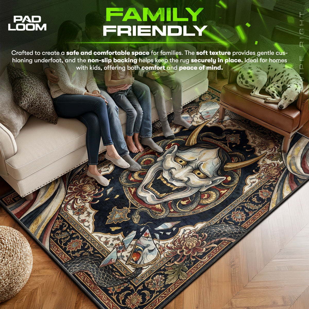 Area character design printed on rug