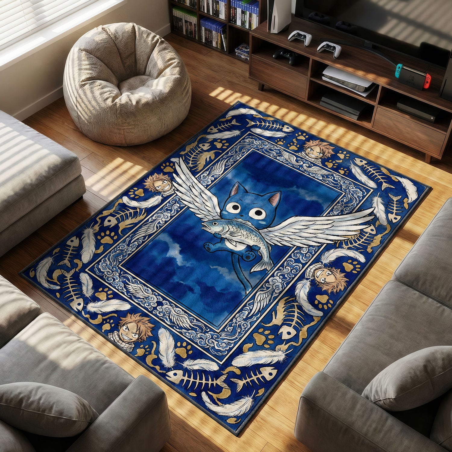 Happy Exceed themed area rug for home decor fans