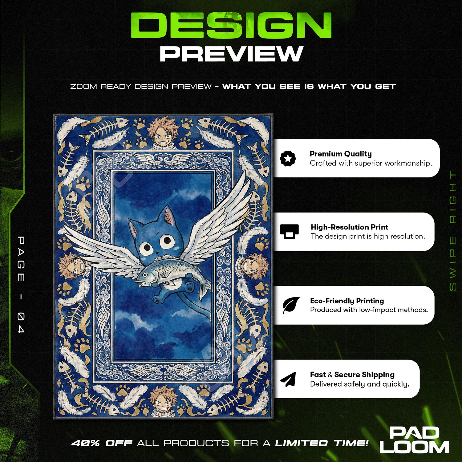 Chair character design printed on rug