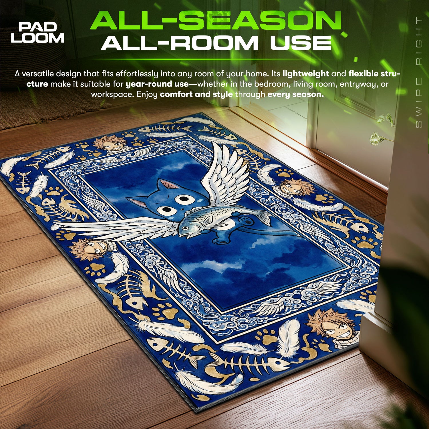 Happy Exceed Flying Fish Fairy Tail Chair fan rug — premium quality print
