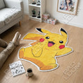 Happy Pikachu shaped area rug, die-cut anime rug