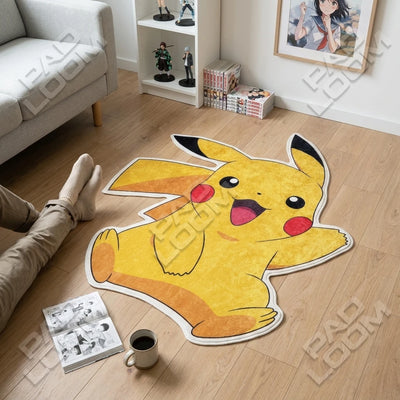 Happy Pikachu Rug - Shaped Anime Area Rug