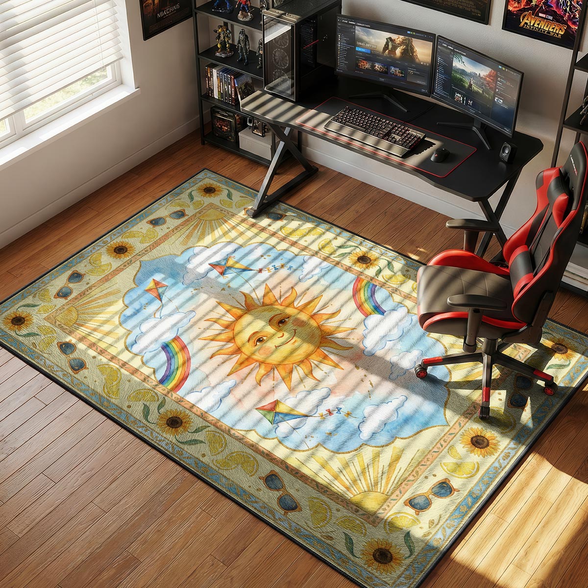 Happy Sun Rainbow Rug – Cheerful Kids Room Decor