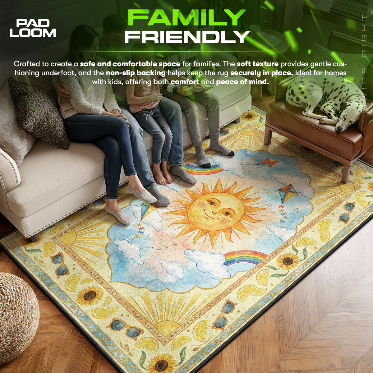 Happy Sun Rainbow Rug – Cheerful Kids Room Decor