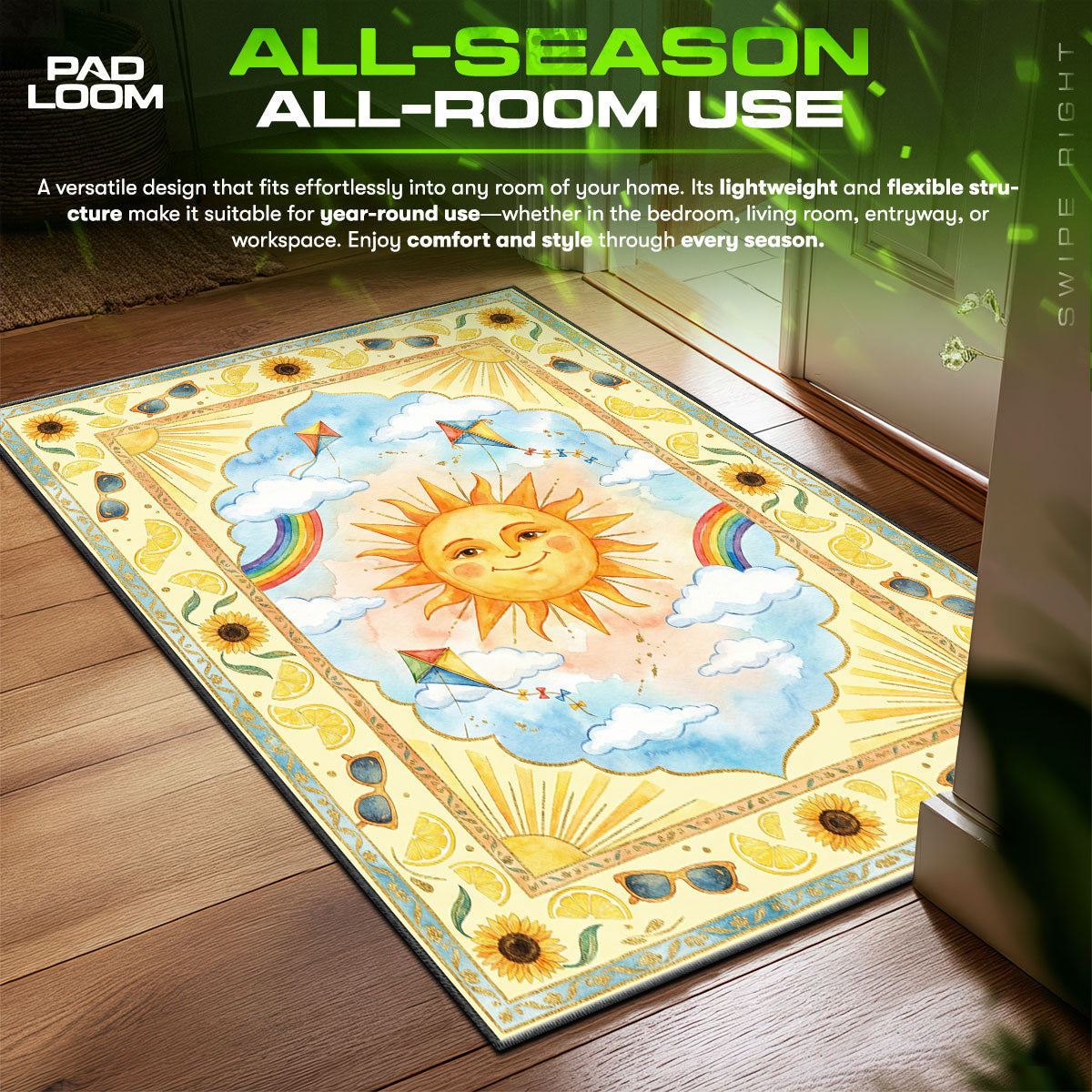 Happy Sun Rainbow Rug – Cheerful Kids Room Decor