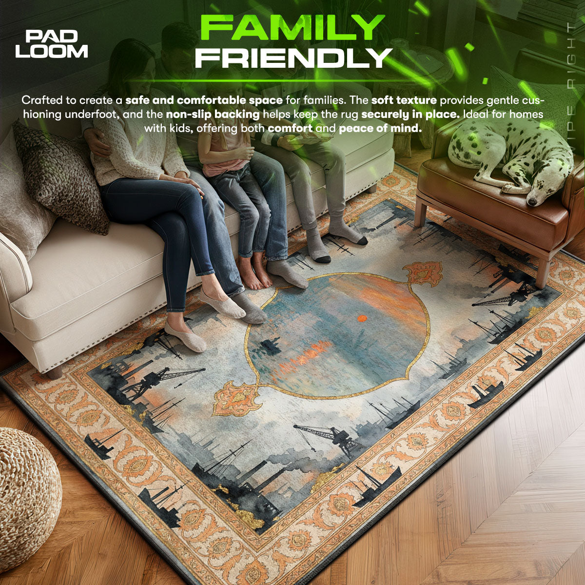 Area character design printed on rug