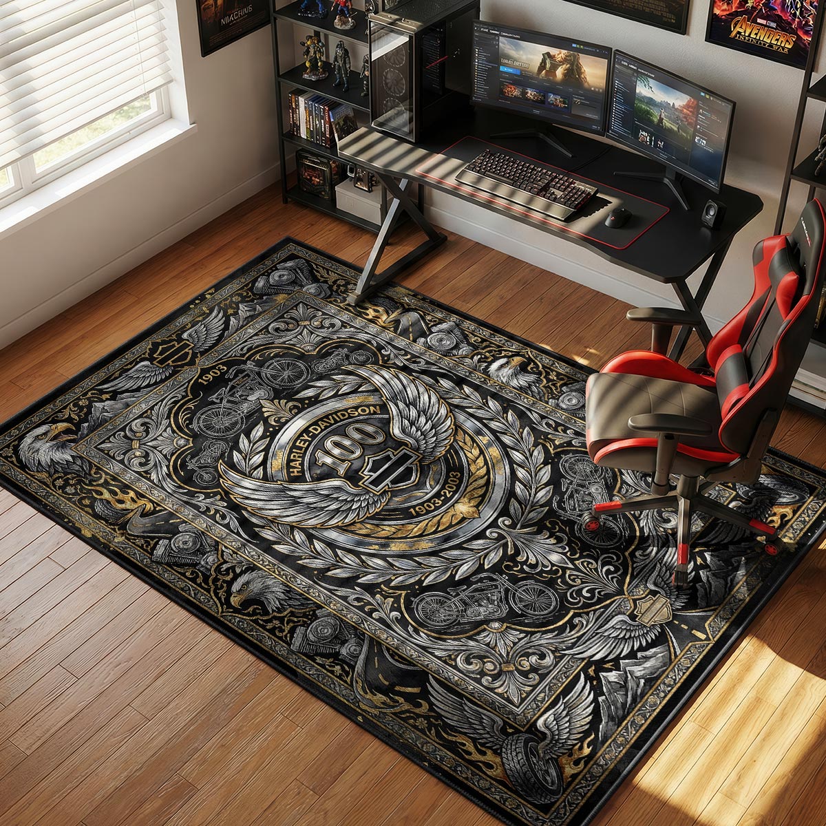 Harley Davidson 100th Eagle Biker Floor rug — main product view