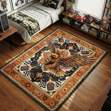 Harley-Davidson eagle racing flags orange black hypebeast area rug
